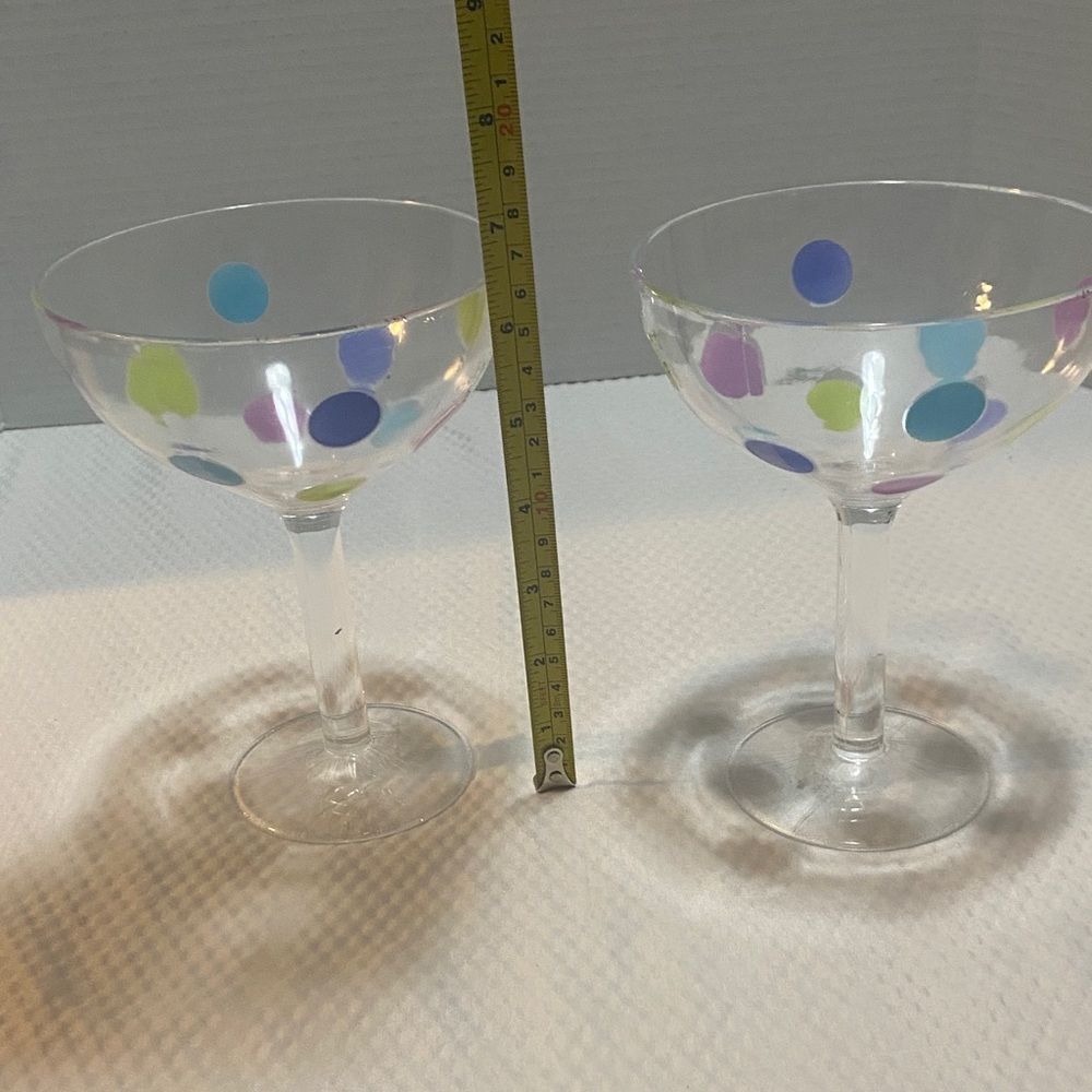 Colorful Polka Dot Margarita Glasses set of 2 - Picture 5 of 8